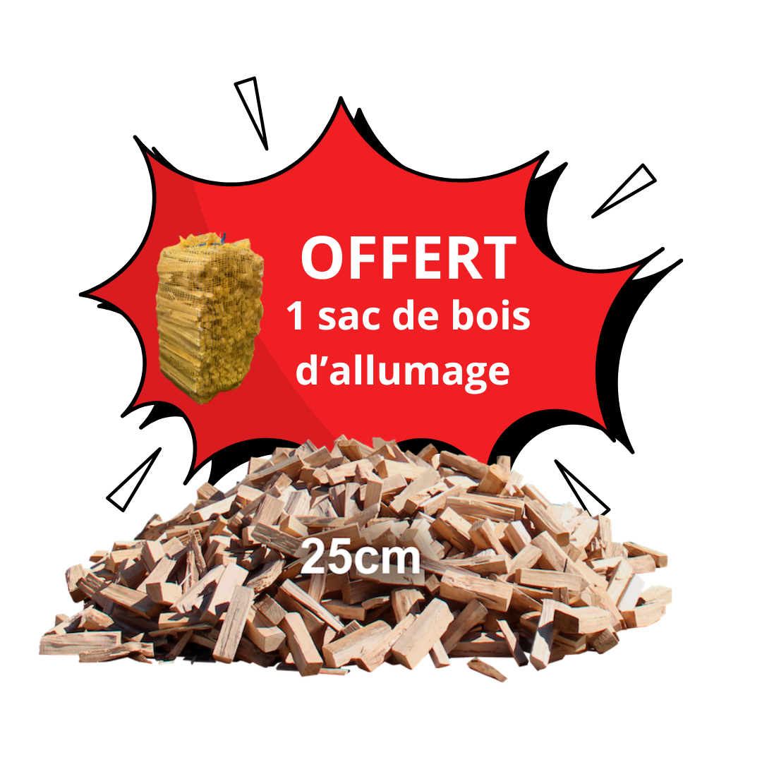Bûches de 25cm en vrac (hêtre) + bois d'allumage offert