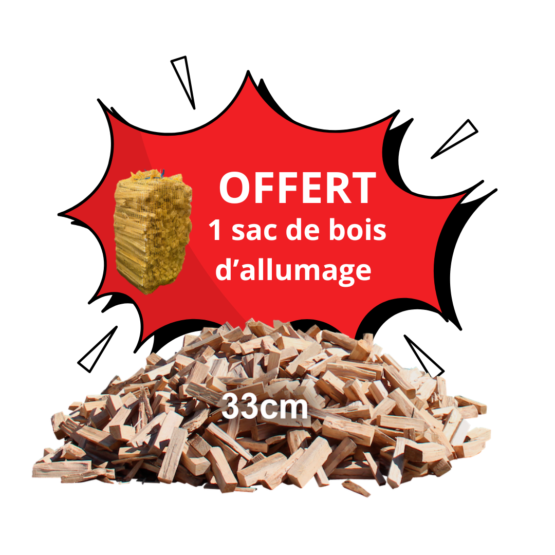 Bûches de 33 cm en vrac (hêtre) + bois d'allumage offert