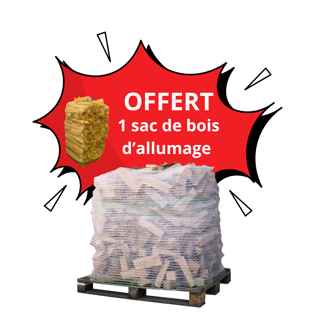 Bûches de 33 cm sur palette (hêtre) + bois d'allumage offert